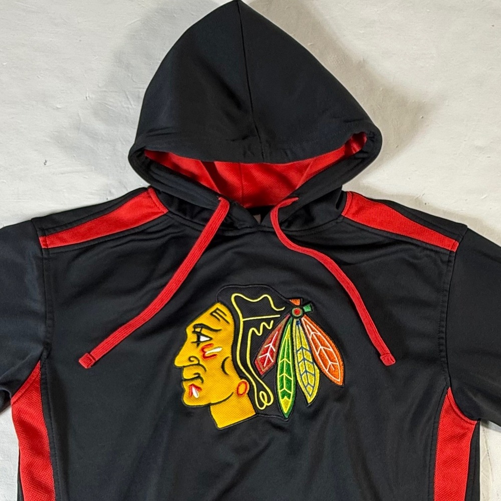 Knights Apparel‎ Chicago Blackhawks Hoodie Mens Large Black Red NHL Sweatshirt
